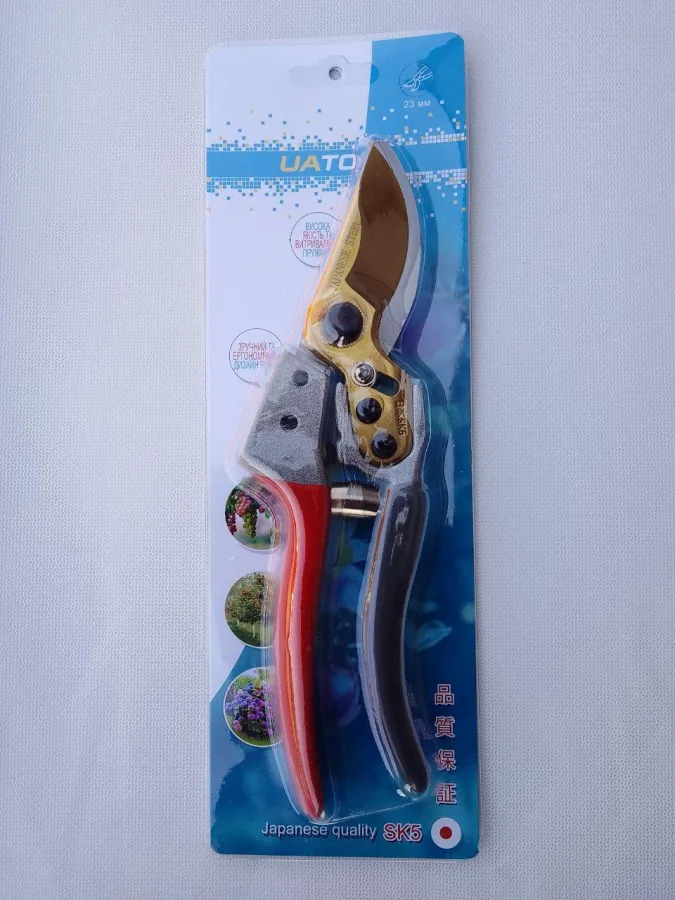 Uatool Professional Garden Secateurs, Titanium-Coated Blade, 23mm Cut — For Trees, Shrubs and Grapevine