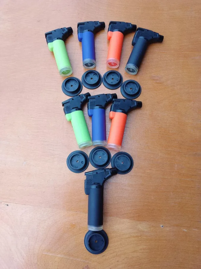 Gasbrenner Turbo 115 mm mit Piezozündung, gefüllt, gummierter Körper