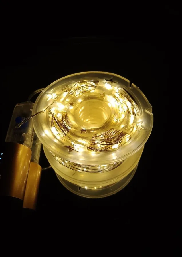 Guirlande USB "gouttes LED" 50 m, 500 LED, blanc chaud, 8 modes + télécommande